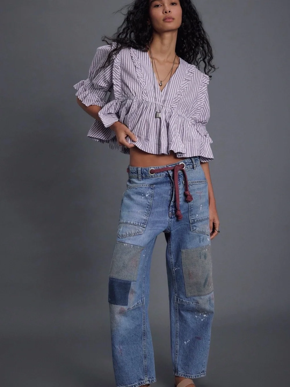 NWT Free People Miley Cotton Top Lavender  Size Medium